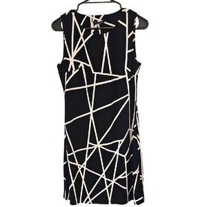 Tommy Hilfiger Sheath Sleeveless Black White Abstract Dress Womens Medium